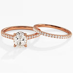 1.50 CT Oval Cut Moissanite Pave Bridal Ring Set with Round Half Eternity Wedding Bands 4