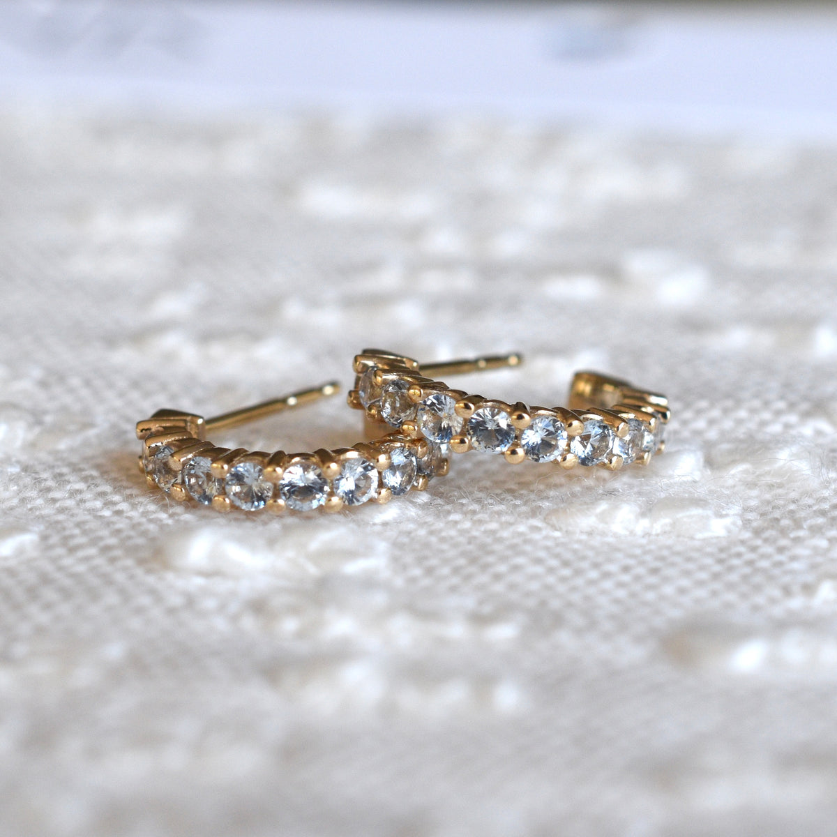 1.08 TCW Round Aquamarine Lab Made Diamond- March Birthstone Hoops 7