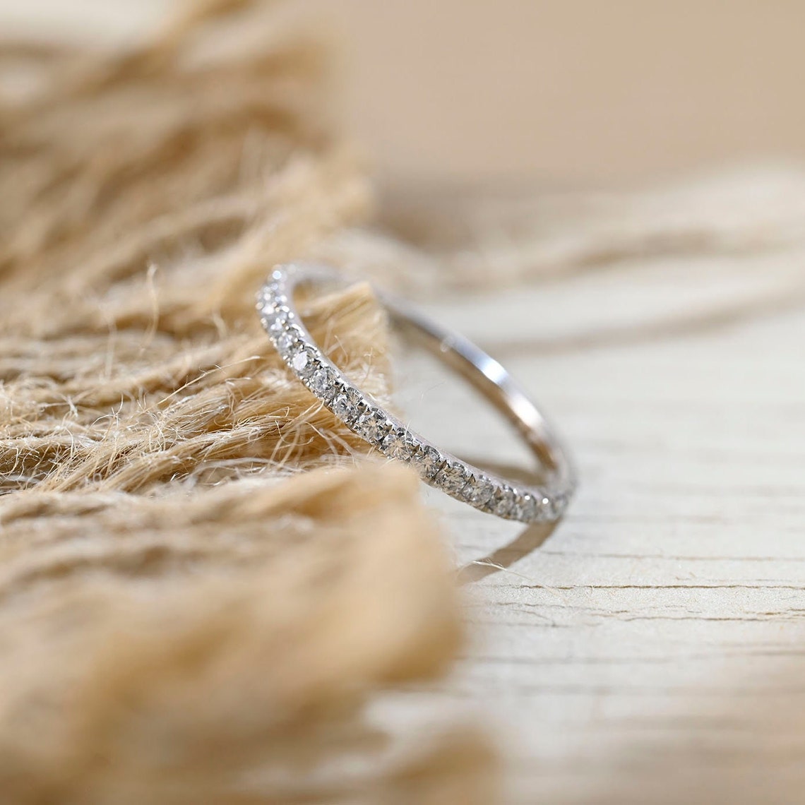 Stunning 0.6 CT Round Moissanite Stones Full Eternity Wedding Band 9