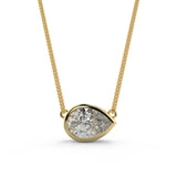 1.0 CT East West Pear Moissanite Diamond Bezel Pendant Necklace in Solid Gold 1