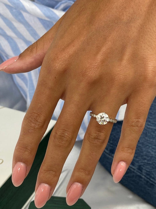 Classic 1.50 CT Round Moissanite Engagement Ring with Pave Design 1