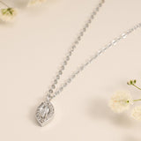 0.30 CT Marquise Moissanite Diamond Halo Pendant Necklace in Solid Gold 3