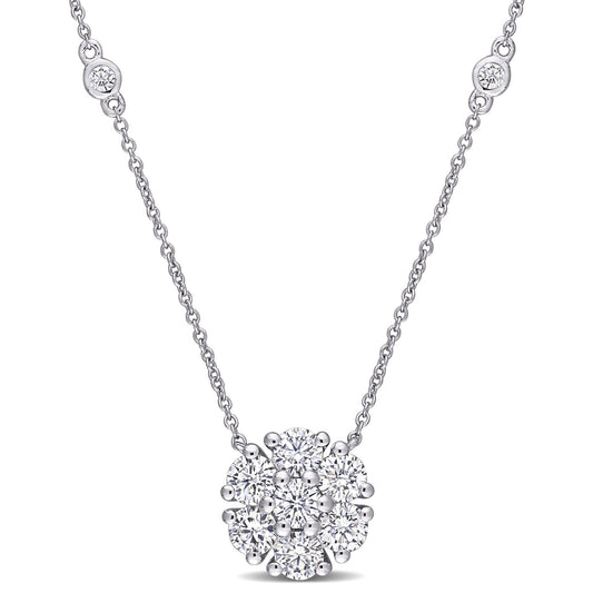Round Cut Cubic Zirconia in 925 Sterling Silver Necklace 1