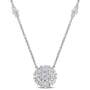 Round Cut Cubic Zirconia in 925 Sterling Silver Necklace