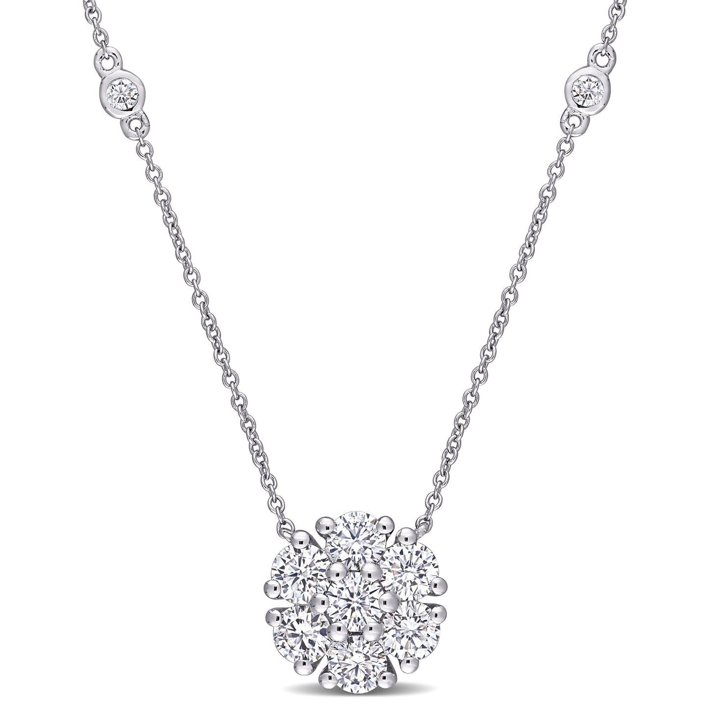 Round Cut Cubic Zirconia in 925 Sterling Silver Necklace 8