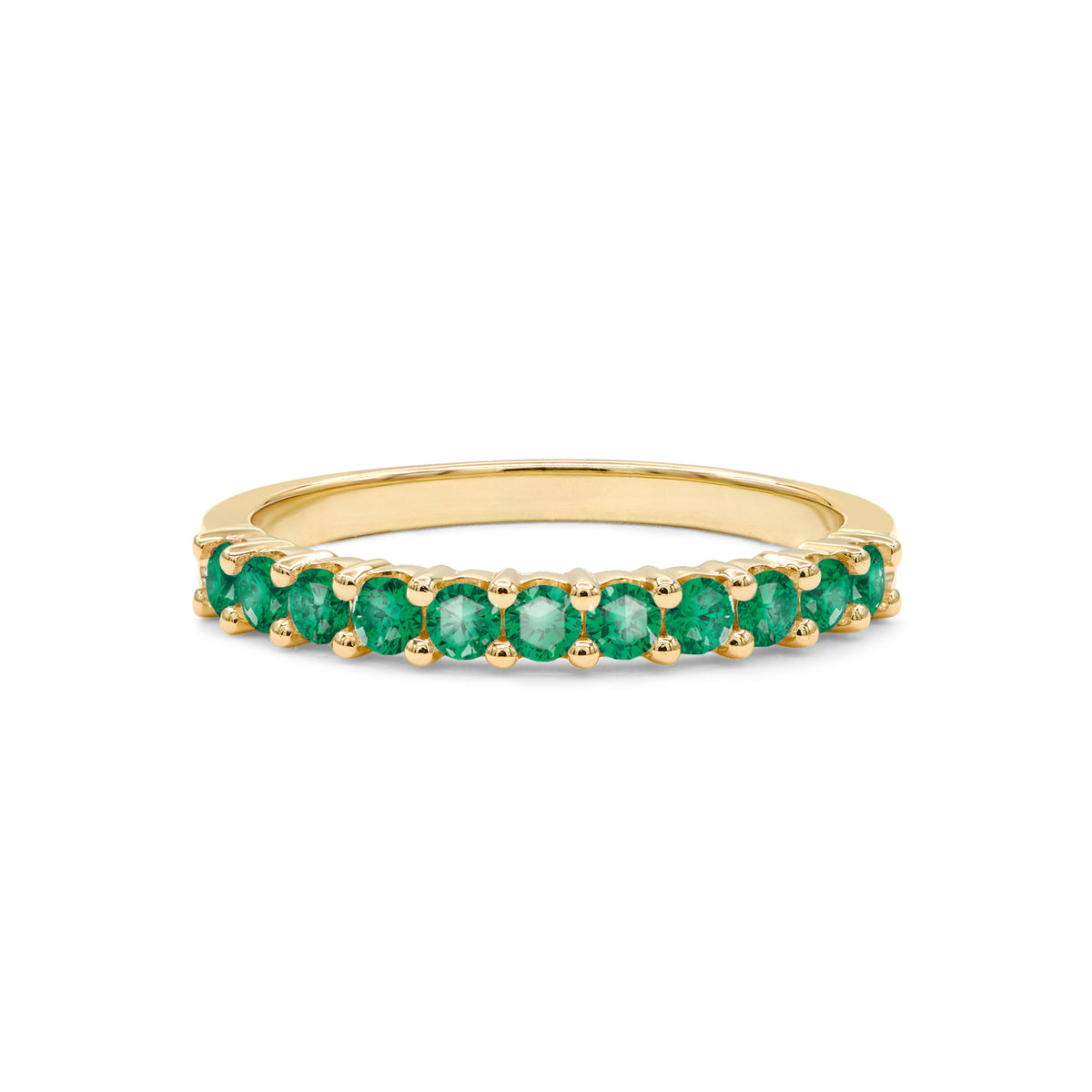 0.33 TCW Round Emerald Lab Made Diamond-May Birthstone Wedding Band 5