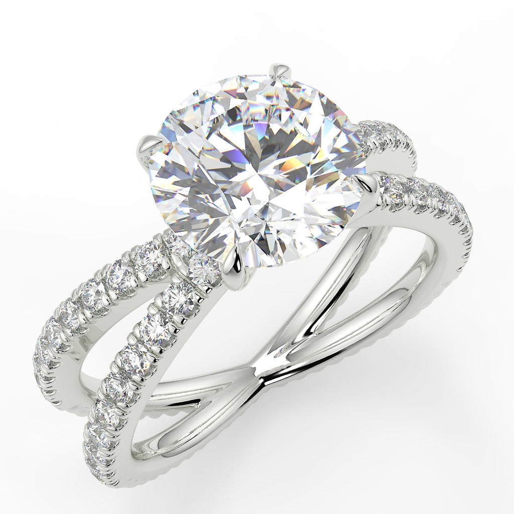 Stunning 2.0 CT Round Moissanite Engagement Ring with Criss-cross Pave Design 5