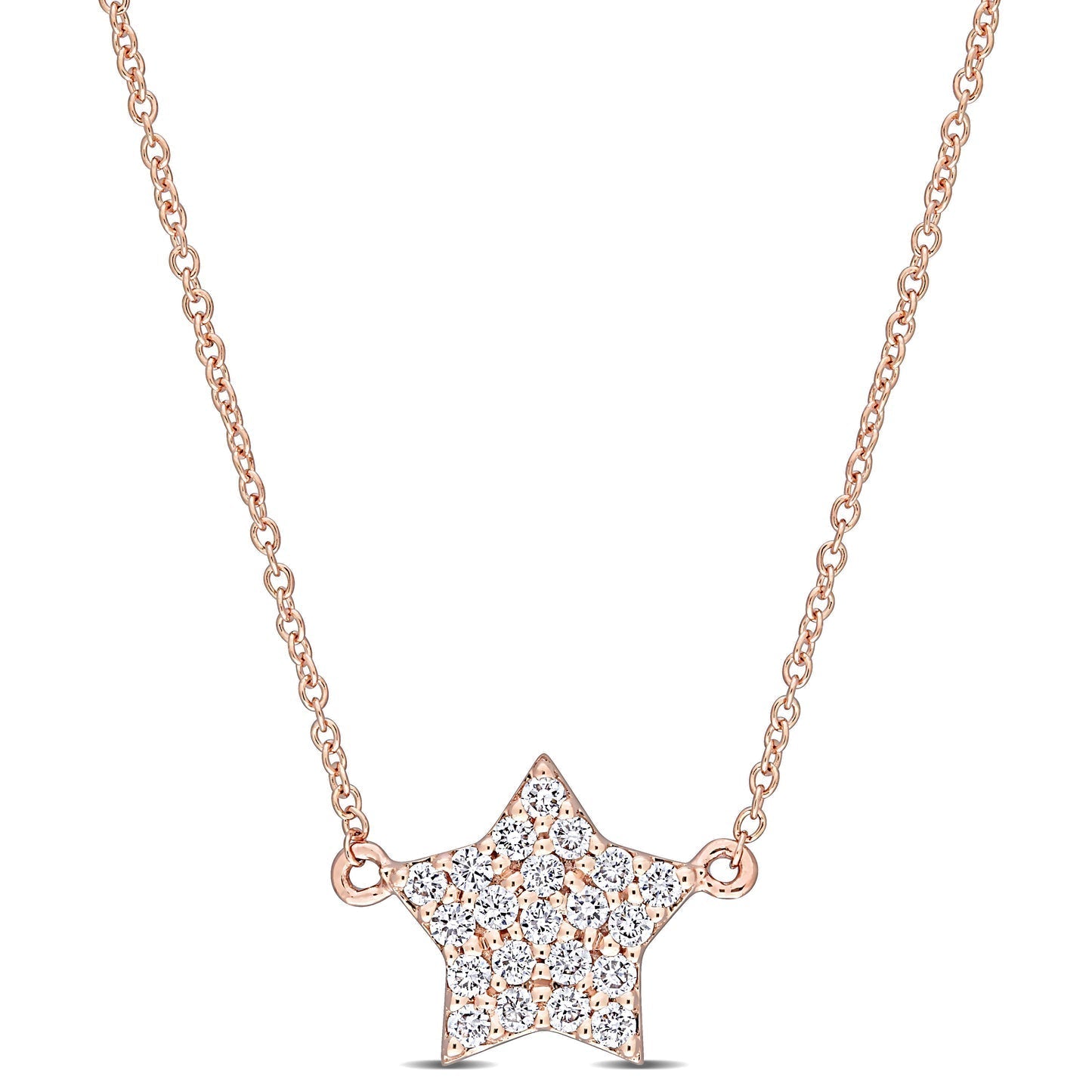 Round Cut Cubic Zirconia in 925 Sterling Silver Necklace 1