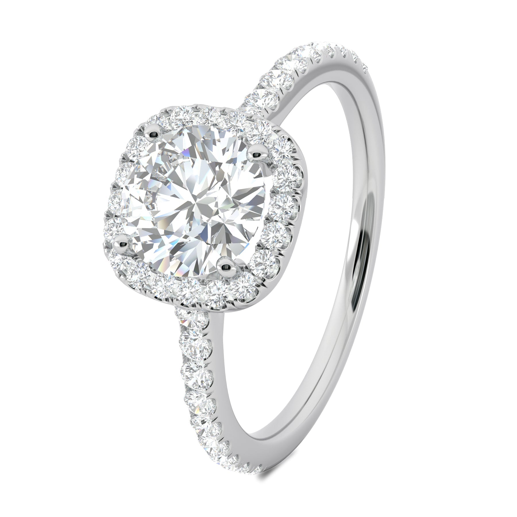 Stunning 0.4 TCW Cushion Moissanite Stones Halo and Pave Wedding Band 2