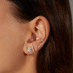 2.0 TCW Round & Baguette Cut Moissanite Cluster Stud Earrings in Gold 7