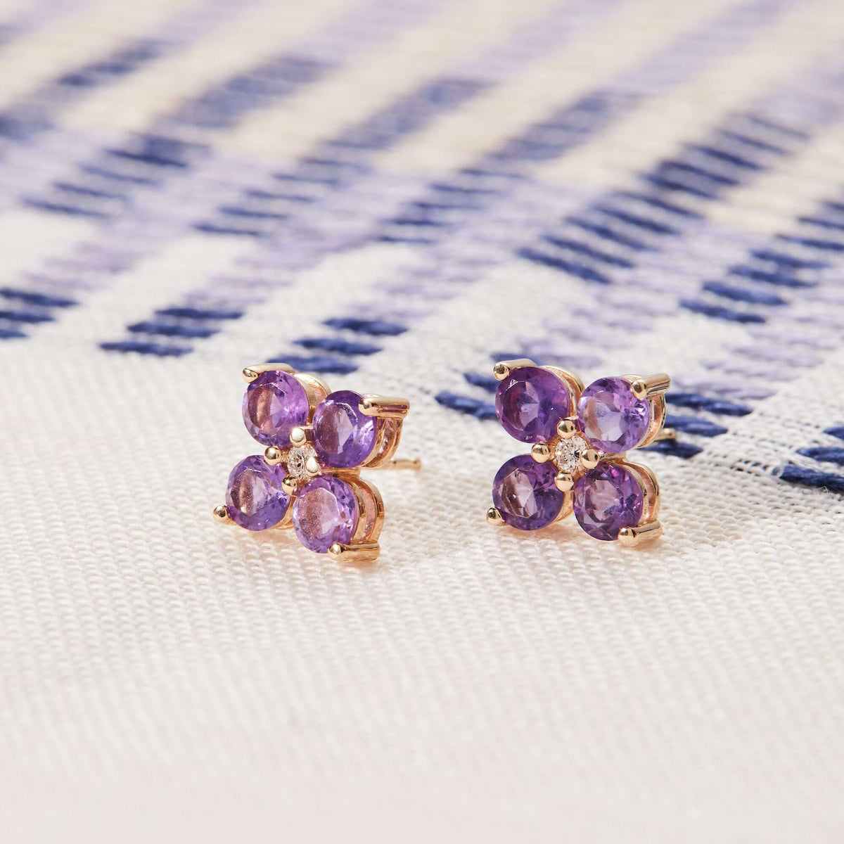 0.15 CT Round Amethyst Lab Made Diamond- February Birthstone Studs 6