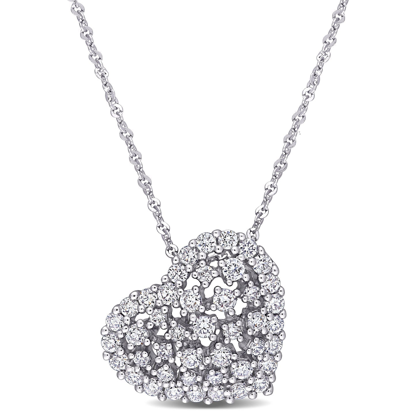 Round Cut Cubic Zirconia in 925 Sterling Silver Necklace 8