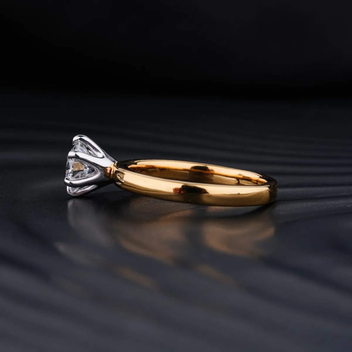 Stunning 1.0 CT Round Moissanite Engagement Ring with Solitaire & Two Tone Design 2