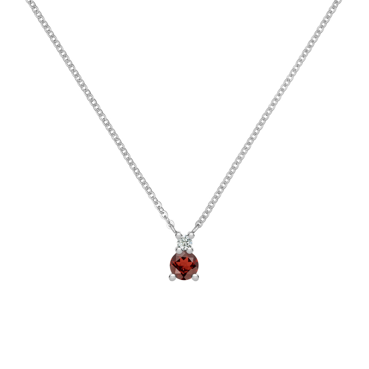 0.38 TCW Round Garnet Lab Made Diamond- January Birthstone Necklace 6