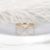 Stunning 0.10 TCW Round Moissanite Stones Curved Wedding Bands 1