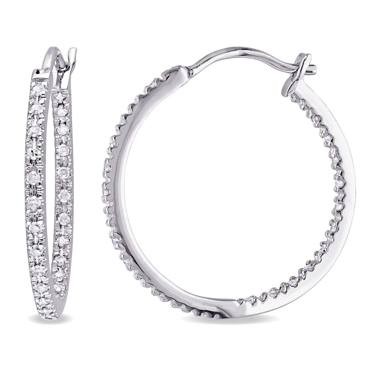 Round Cut Cubic Zirconia in 925 Sterling Silver Earrings 2