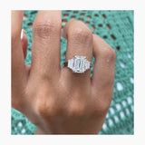 Classic 2.0 CT Emerald Moissanite Engagement Ring with Three Stone Design 1