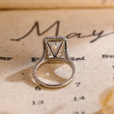 5.0 CT Radiant Shaped Moissanite Engagement Ring With Halo Split Shank Pave Accents 2