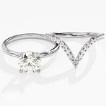 1.0 CT Round Cut Moissanite Solitaire Bridal Ring Set with Curved Wedding Bands 3
