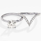 1.0 CT Round Cut Moissanite Bridal Ring Set with Round Wedding Bands 3