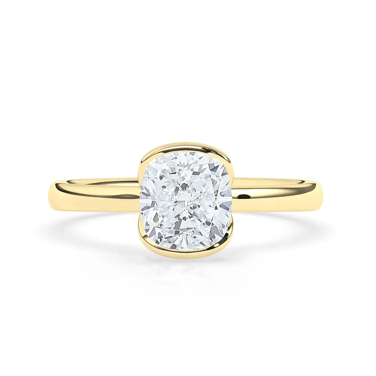 Stunning 2.0 CT Cushion Moissanite Engagement Ring with Half Bezel Design 1