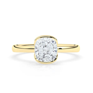 Stunning 2.0 CT Cushion Moissanite Engagement Ring with Half Bezel Design