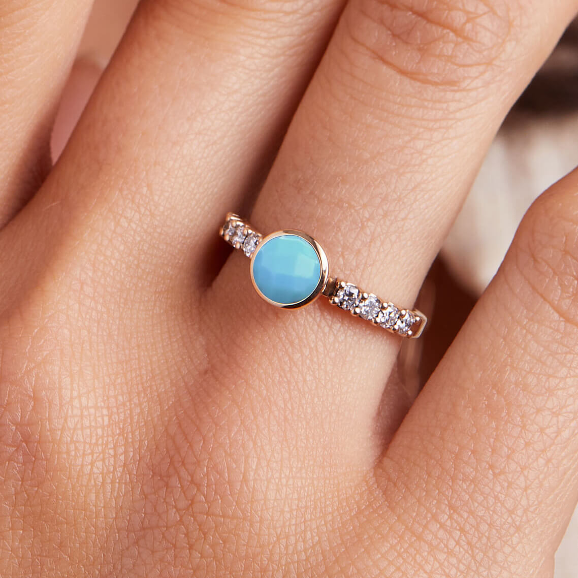 0.90 CT Round Topaz Lab Made Diamond-December Birthstone Engagement Ring 3