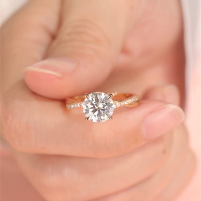 Stunning 1.0 CT Round Moissanite Engagement Ring with Pave Design 1
