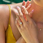 Stunning 0.5 CT Oval Moissanite Stones Engagement Ring In Halo & Pave Design 7