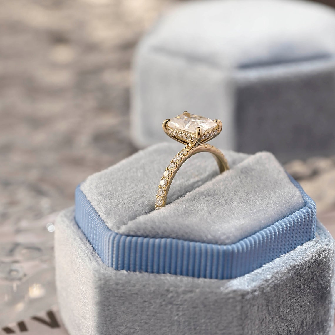 Stunning 3.0 CT Radiant Moissanite Engagement Ring with Pave & Hidden Halo Design 5