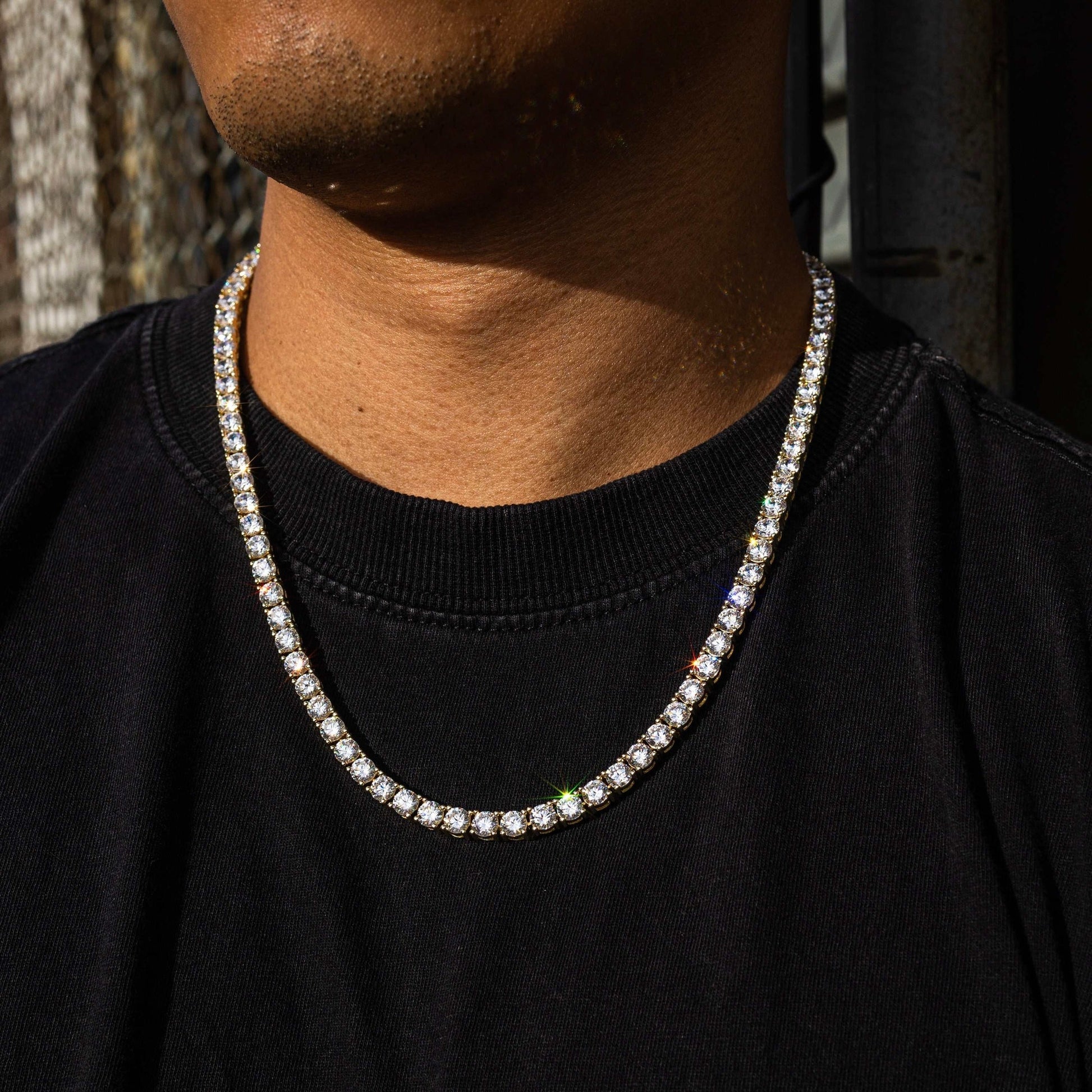 40 CT Round Moissanite Diamond Tennis Silver Necklace For Him 4