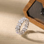 0.4 TCW Oval Pear & Emerald Cut Moissanite Bridal Wedding Band With Pave Style 4