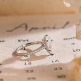 Stunning 3.0 CT Marquise Cut Moissanite Engagement Ring with Hidden Halo & Pave Design 8