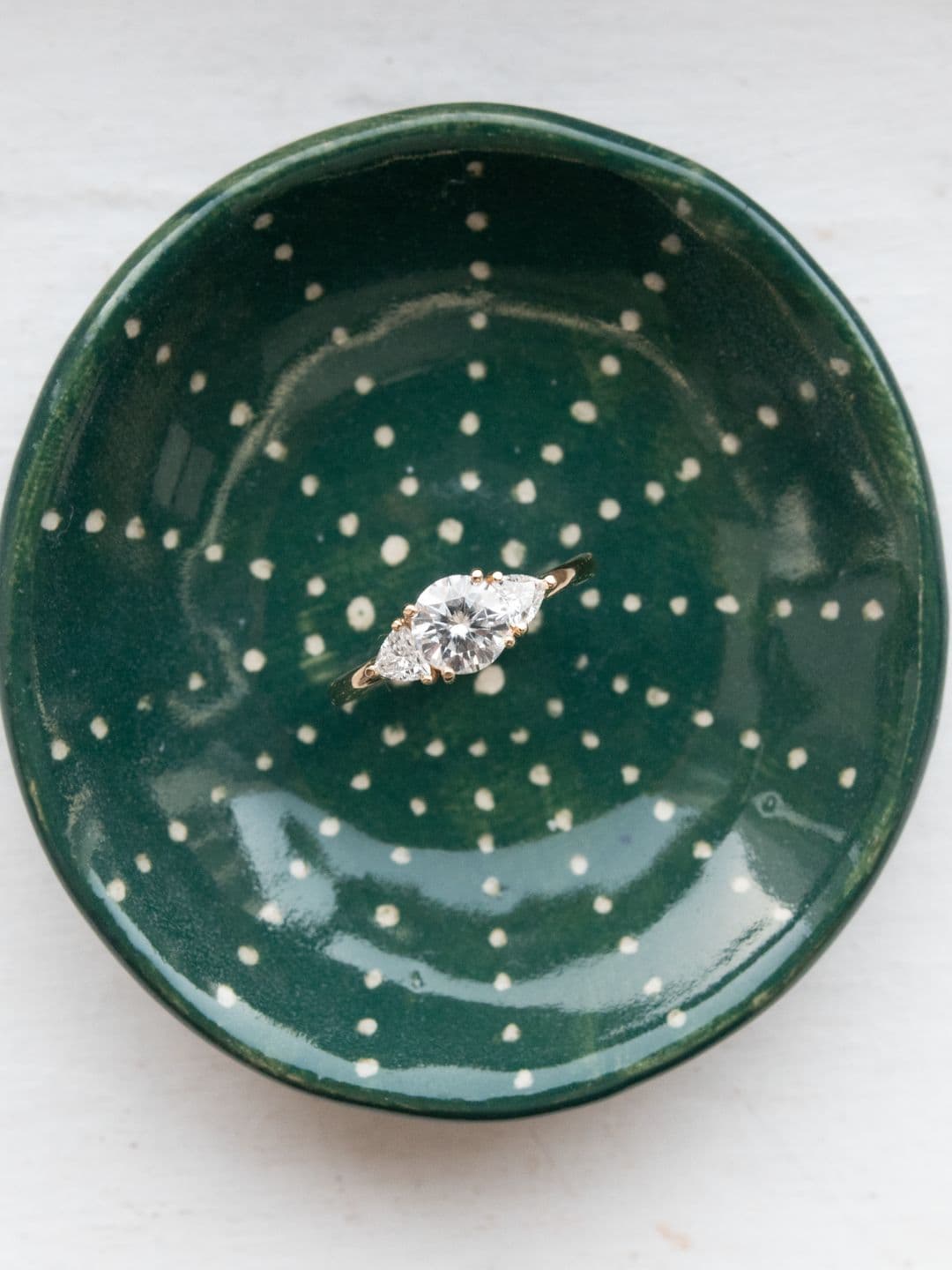 Stunning 1 CT Round Moissanite Engagement Ring With Three Stone Design 9