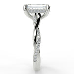 Stunning 2.53 CT Emerald Moissanite Engagement Ring with Twisted Pave Design 6