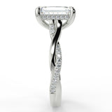 Stunning 2.53 CT Emerald Moissanite Engagement Ring with Twisted Pave Design 6
