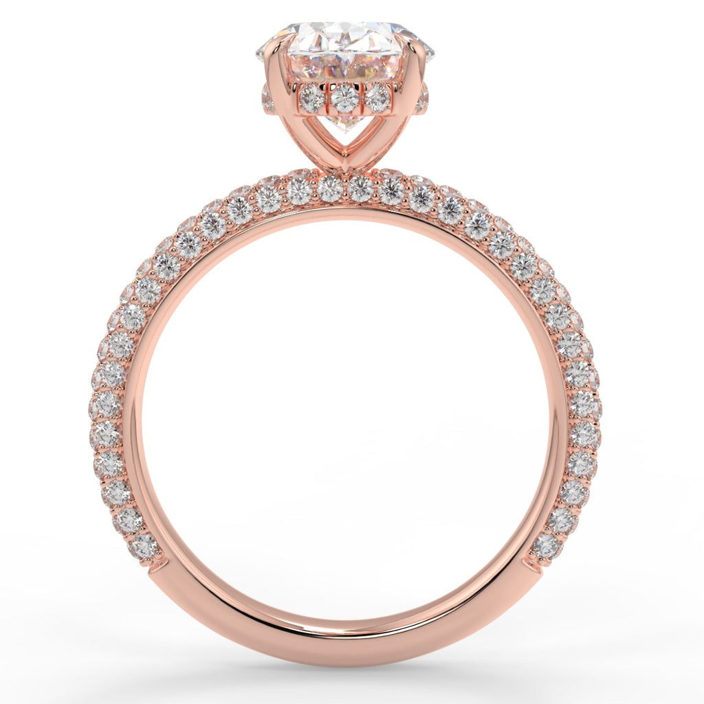 Stunning 2.11 CT Oval Moissanite Engagement Ring with Hidden Halo & Three Side Pave Design 8