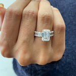 Stunning 2.0 CT Emerald Cut Moissanite Engagement Ring with Pave Design 4
