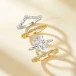 Stunning 0.2 TCW  Round Moissanite Stones in Curved Wedding Bands 4