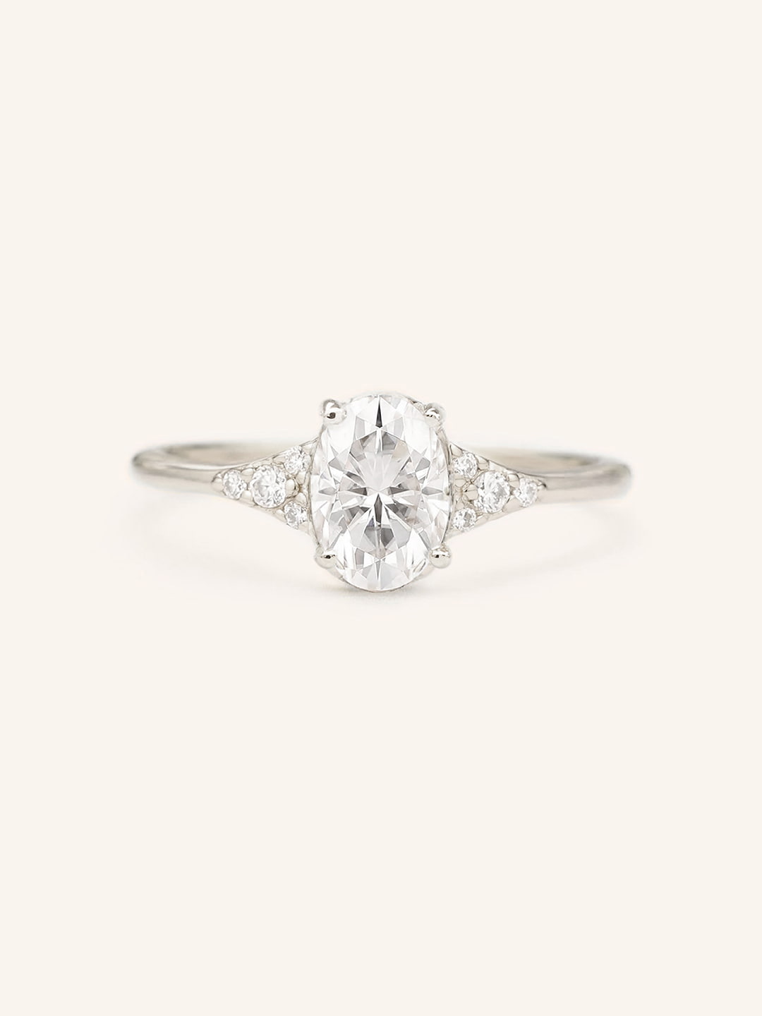 Stunning 0.40 CT Oval Moissanite Engagement Ring With Cluster Design 3