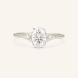 Stunning 0.40 CT Oval Moissanite Engagement Ring With Cluster Design 3
