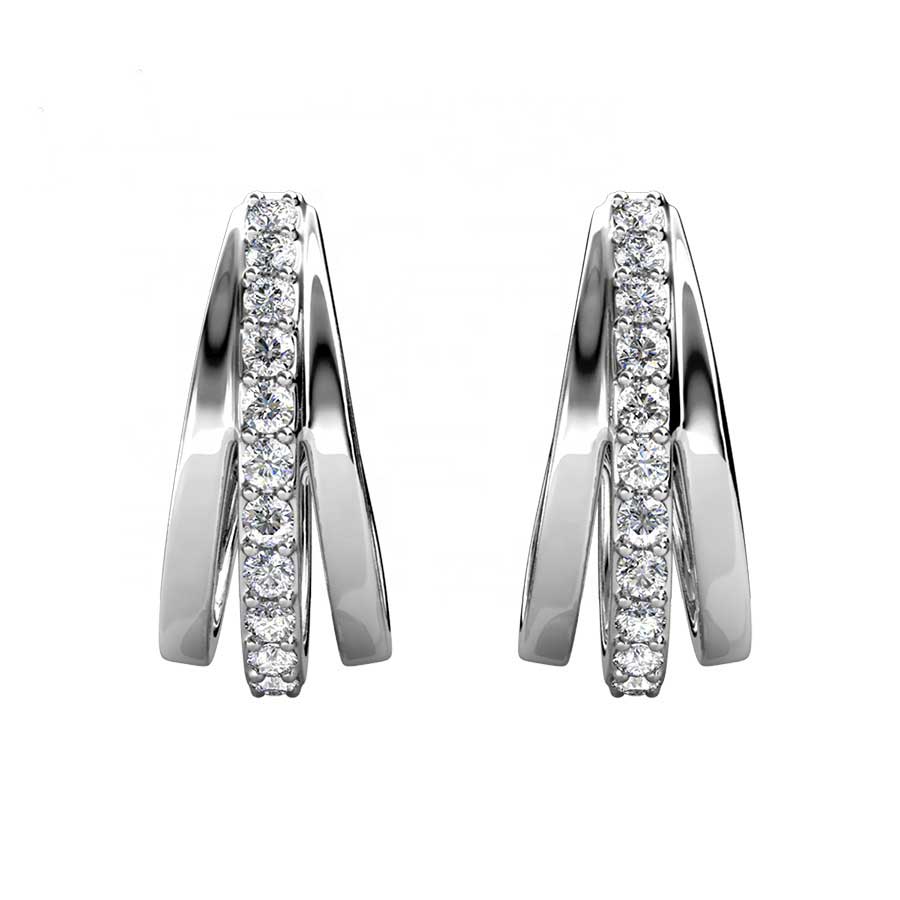 Round Cut Cubic Zirconia in 925 Sterling Silver Earrings 3