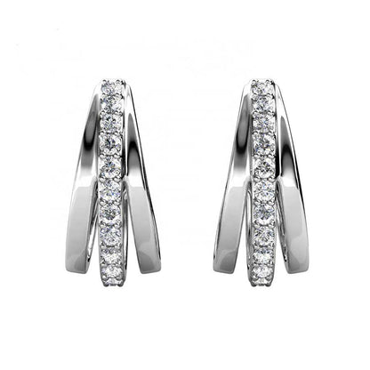 Round Cut Cubic Zirconia in 925 Sterling Silver Earrings 3