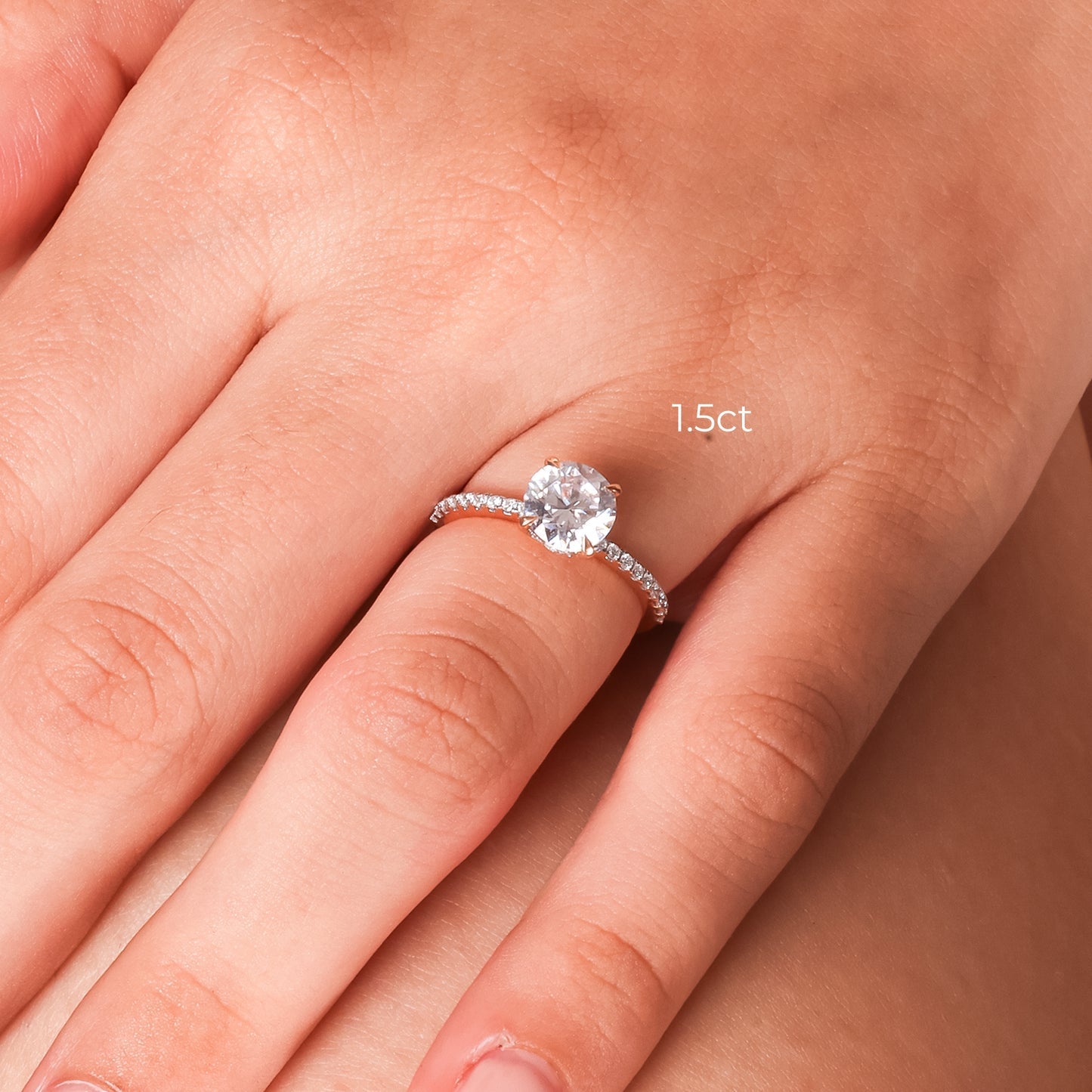 Stunning 1.0 CT Round Moissanite Engagement Ring with Hidden Halo & Pave Design 4