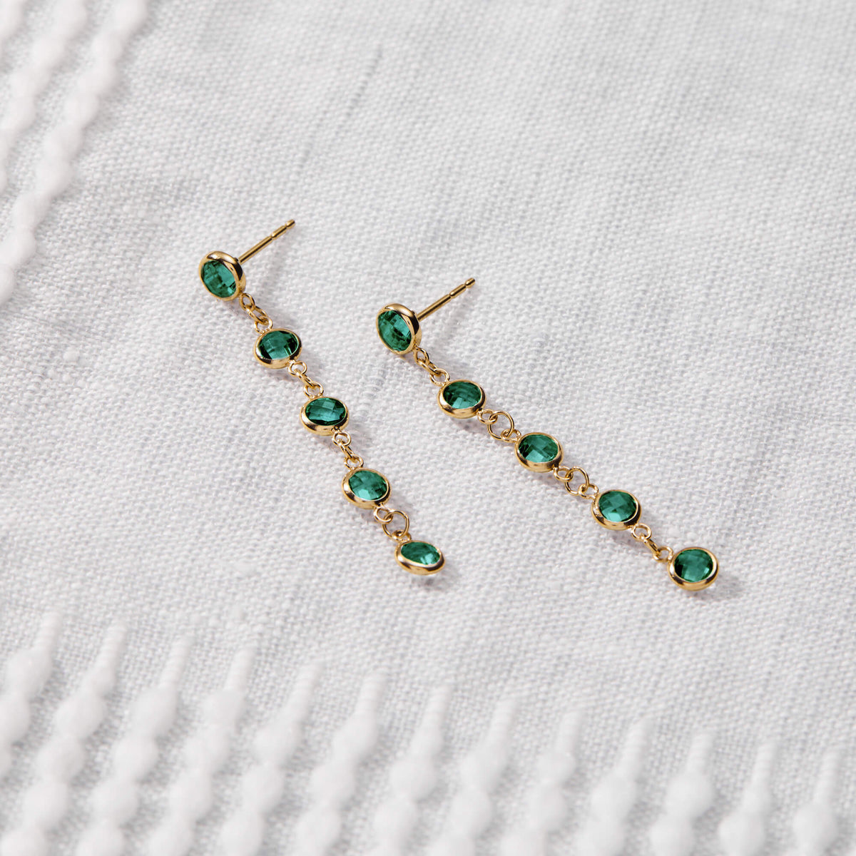 2.5 TCW Round Emerald Lab Made Diamond-May Birthstone Drop Earrings 3