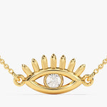 0.05 CT Round Moissanite Diamond Evil Eye Pendant Necklace in Solid Gold 1