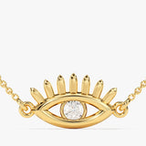 0.05 CT Round Moissanite Diamond Evil Eye Pendant Necklace in Solid Gold 1