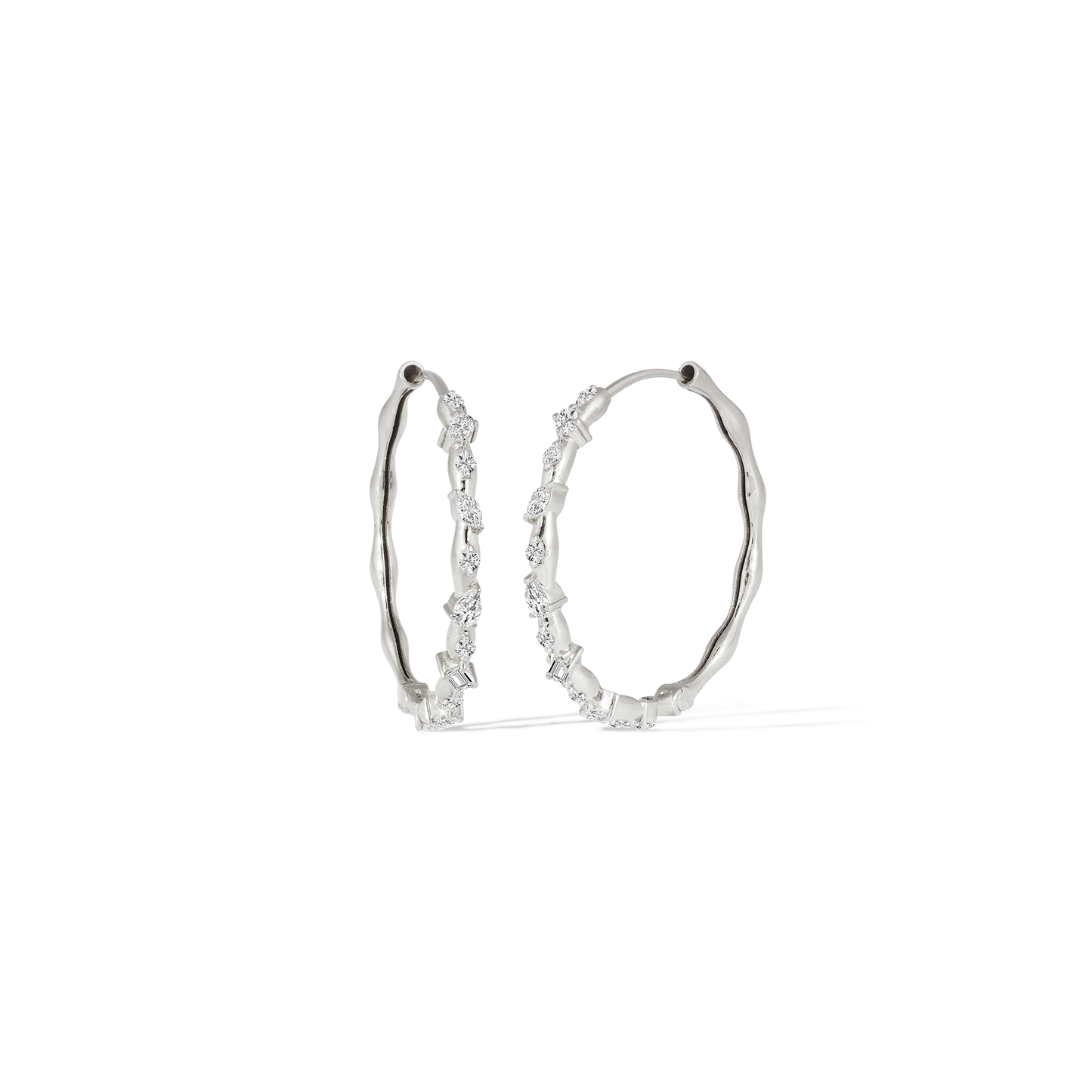 1.90 TCW Round Cut Moissanite Fancy Hoops Earrings in Gold 4