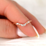 Stunning 0.15 TCW Marquise & Round Stones Curved Wedding Bands 6