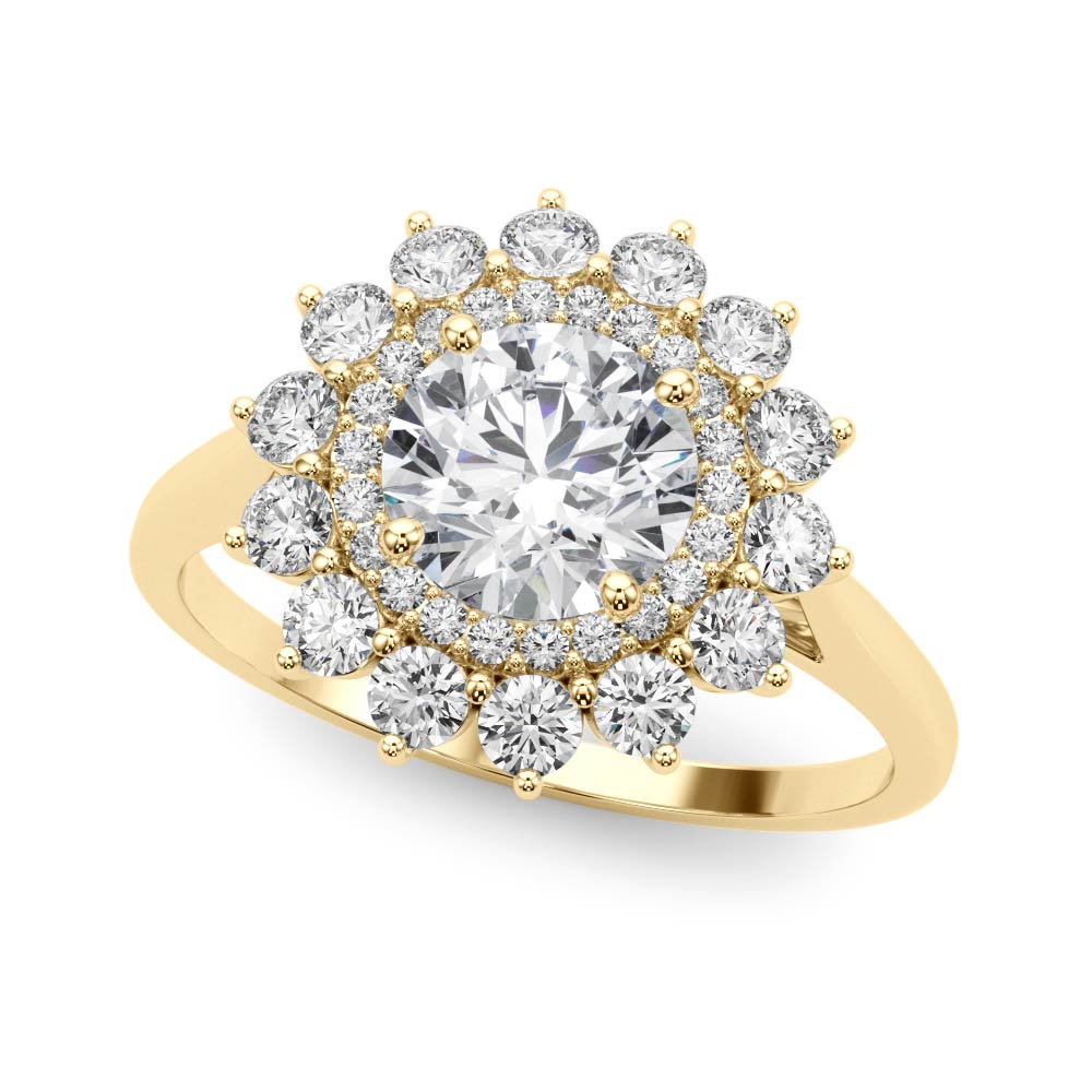 Stunning 1.0-2.0 CT Round Moissanite Engagement Ring with Double Halo Design 2